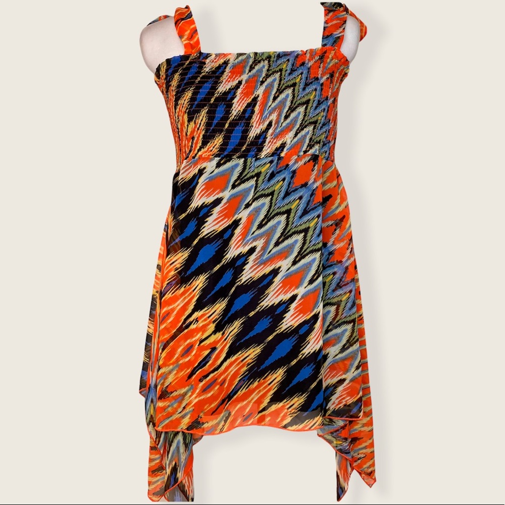 Allen B. Shoulder tie bandeau colorful dress